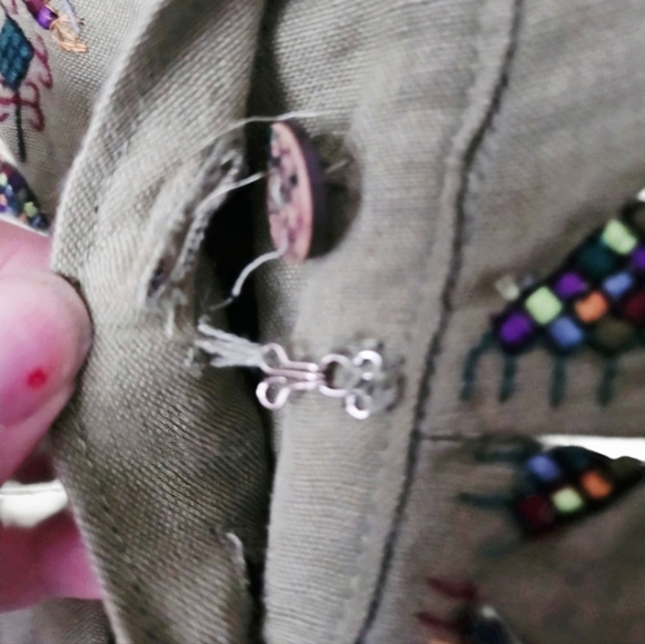 Maeve Anthropologie A-Line Cotton Linen Embroidered Utility Skirt, Green, Size 6 - Picture 11 of 11